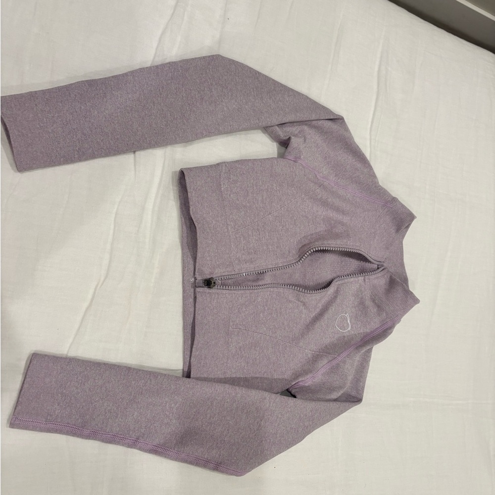 Purple Cropped Zip-Up Jacket